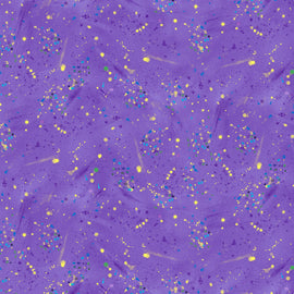 Purple Utopia Small Metallic Paint Splatters, sold in 1/2 yard increments