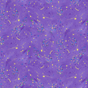 Purple Utopia Small Metallic Paint Splatters, sold in 1/2 yard increments  Fabric - StoryQuilts.com