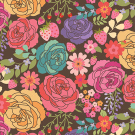 Calico Cowgirls  Brown Texas Rose # CW24802,  sold in 1/2 yard increments