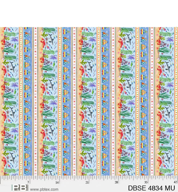 "Deep Blue Sea" Stripe DBSE 4834 MU sold in 1/2 yard increments