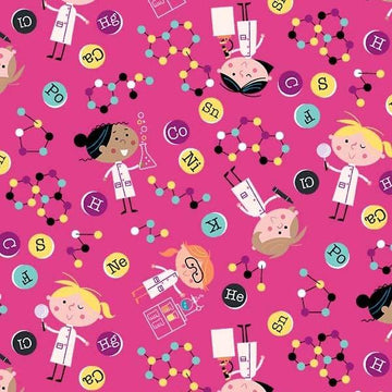 STEM Squad, Girls in Science Pink DC9719-PINK-D  Fabric - StoryQuilts.com