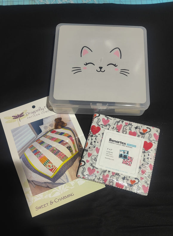 Kitty Box Set - 42 Purrfect Cats 5in squares, Sweet and Charming Pattern