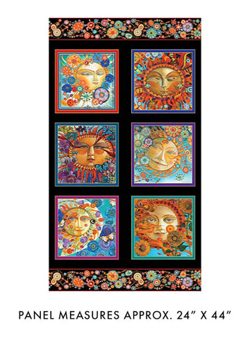 Season of the Sun -Panel, Black/Multi, #13190-12  Fabric - StoryQuilts.com