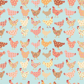 Blue Cheeky Chickens # PH23400 sold in 1/2 yard increments