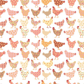 White Cheeky Chickens # PH23402 sold in 1/2 yard increments