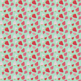 Mint Strawberry Patch # PH23421,  sold in 1/2 yard increments