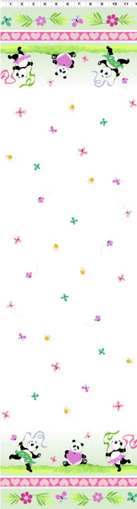 Soft Green Panda Party Double Border # SB20426-835,  sold in 1/2 yard increments - 0