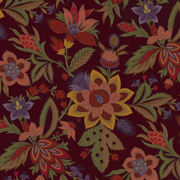 Ginger Grove Jacobean Burgundy  Fabric - StoryQuilts.com