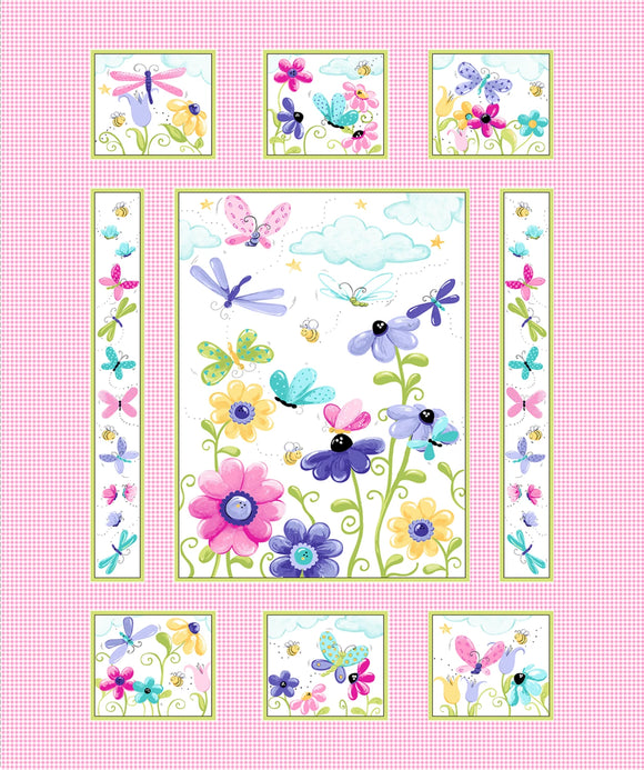 Pink Flutter the Butterfly 36" Quilt Panel # SB20265-520