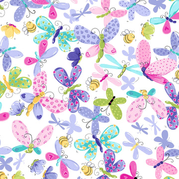 Purple Flutter the Butterfly Butterflies # SB20266-650  Fabric - StoryQuilts.com