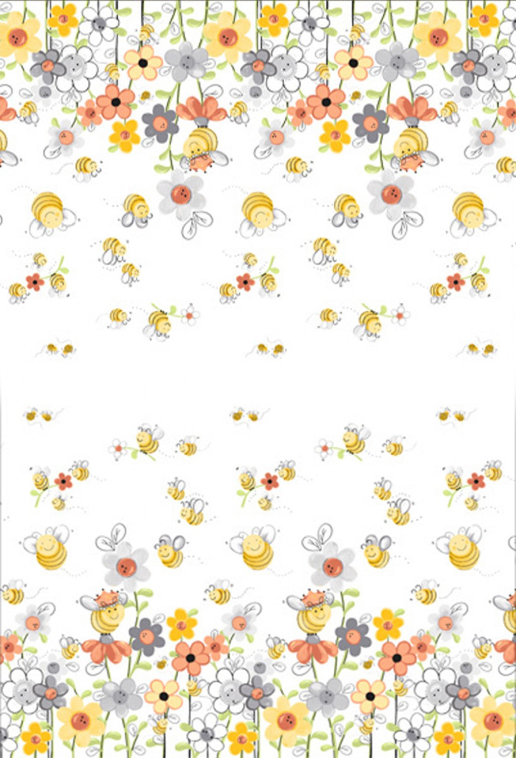 White Sweet Bees Double Border # SB20361-100