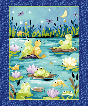 Navy Paul's Pond 36in Quilt Panel  Fabric - StoryQuilts.com
