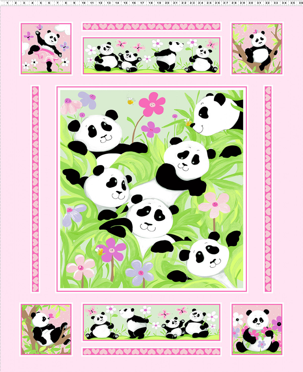 Pink Panda Party 36in Panel # SB20425-520