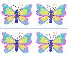 White Flutter the Butterfly 36" Fat Qtr Panel # SB20438-101