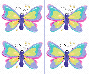 White Flutter the Butterfly 36" Fat Qtr Panel # SB20438-101