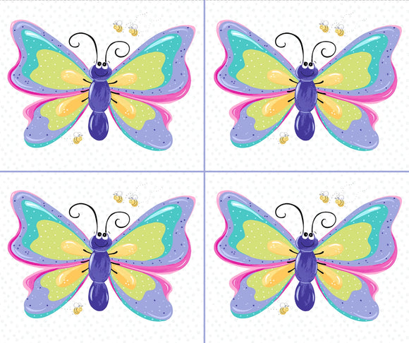 White Flutter the Butterfly 36" Fat Qtr Panel # SB20438-101