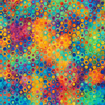 Hexagons Rainbow # SRKD22694263,  sold in 1/2 yard increments  Fabric - StoryQuilts.com