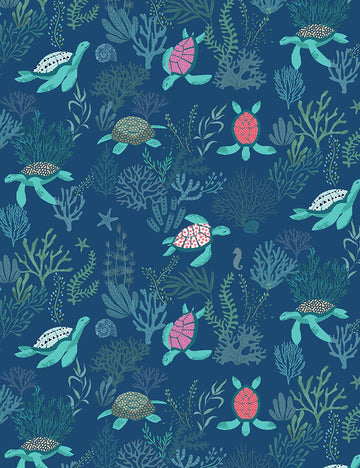 TURTELY AWESOME STELLA-D2099  NAVY  Fabric - StoryQuilts.com