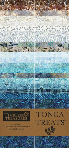 Timeless Treasures 2.5 in Strips Tonga Batik Juniper 40pcs