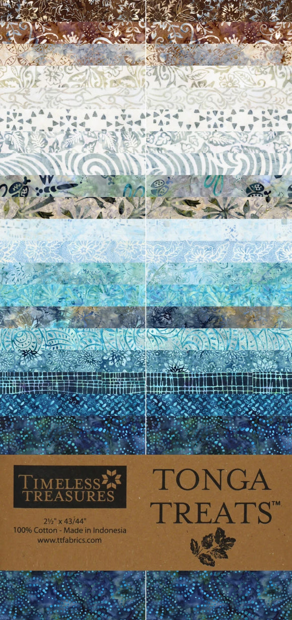 Timeless Treasures 2.5 in Strips Tonga Batik Juniper 40pcs