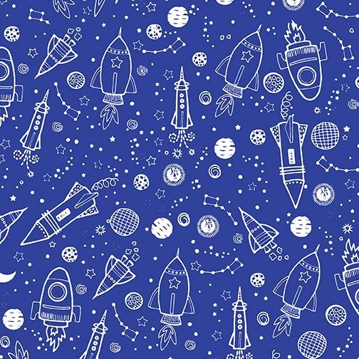 Lift Off Space Galaxy Glow in the Dark Blue 12606GB-50,  sold in 1/2 yard increments