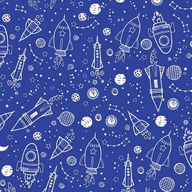Lift Off Space Galaxy Glow in the Dark Blue 12606GB-50,  sold in 1/2 yard increments