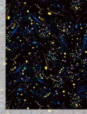 Black Utopia Small Metallic Paint Splatters  Fabric - StoryQuilts.com