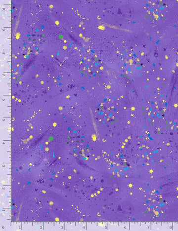 Purple Utopia Small Metallic Paint Splatters, sold in 1/2 yard increments  Fabric - StoryQuilts.com