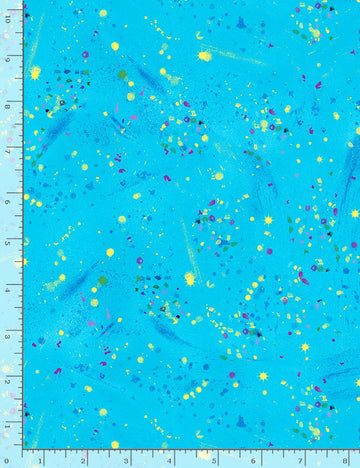 Turquois Utopia Small Metallic Paint Splatters  Fabric - StoryQuilts.com