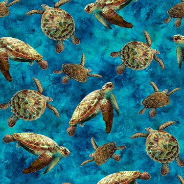 Turquoise Tides Of Color  V5258H-61, sold in 1/2 yard cuts