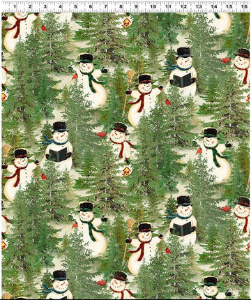 Snovalley Digital Snowman Forest Y3868-58 Light Butter,  sold in 1/2 yard increments  Fabric - StoryQuilts.com