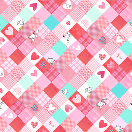 Multi Color Love is in the Air Digital Patchwork Valentines # Y4289-55,  sold in 1/2 yard increments