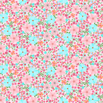 Multi Color Love is in the Air Digital Floral Valentines # Y4290-55,  sold in 1/2 yard increments