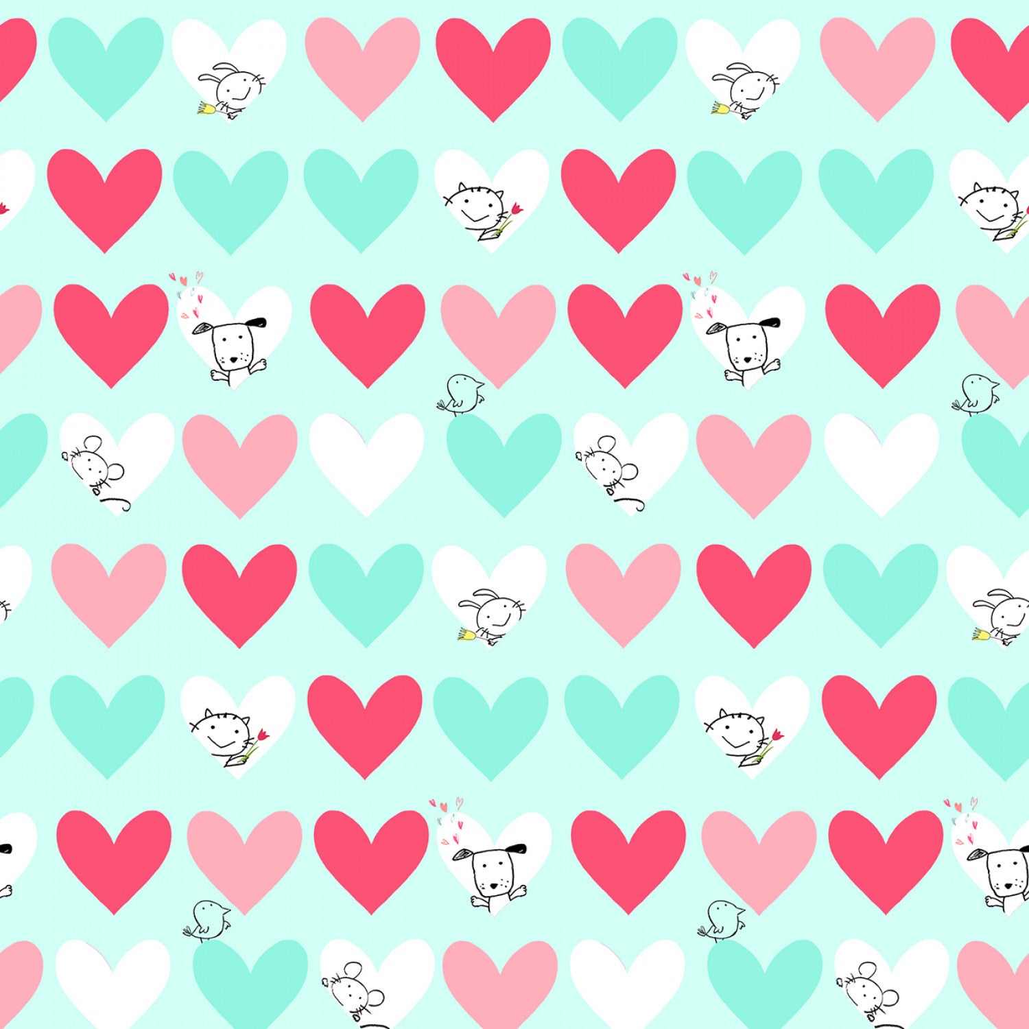 Light Teal Love is in the Air Digital Peekaboo Hearts Valentines # Y4292-103