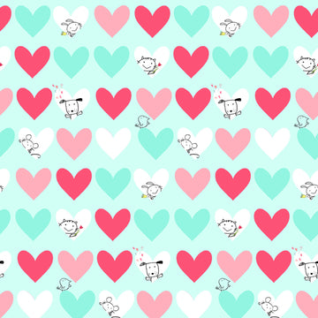 Light Teal Love is in the Air Digital Peekaboo Hearts Valentines # Y4292-103,  sold in 1/2 yard increments