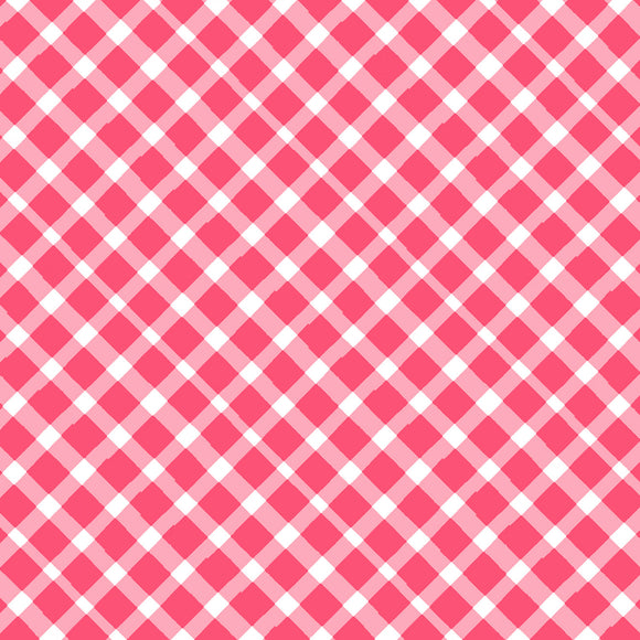 Light Red Love is in the Air Diagonal Plaid Valentines # Y4293-4,  sold in 1/2 yard increments
