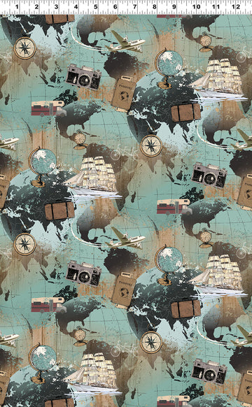 Light Teal Explore Digital World Map  Y4297-103 - 0