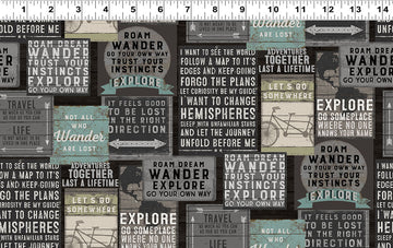 Black Explore Digital Signs Y4298-3  Fabric - StoryQuilts.com