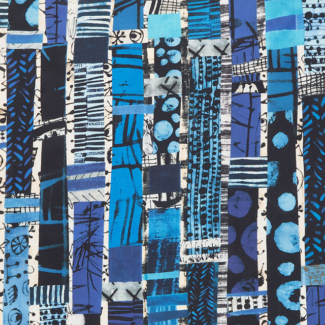 Totem in blue by Marcia Derse for Windham fabric