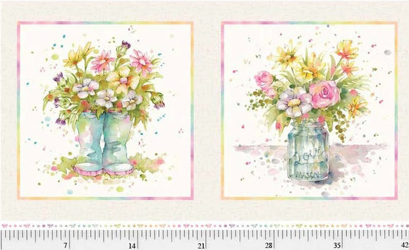 Boots and Bloom  Pillow Panel 44 x 20 04732-B