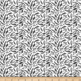 Juniper Sprigs White  Fabric - StoryQuilts.com