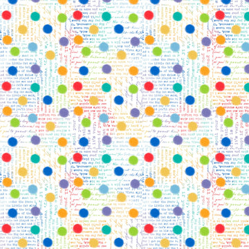 Feeline Good - White Rainbow Spots  Fabric - StoryQuilts.com