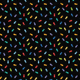 Feeline Good - Black Fish Toss,  sold in half yard increments