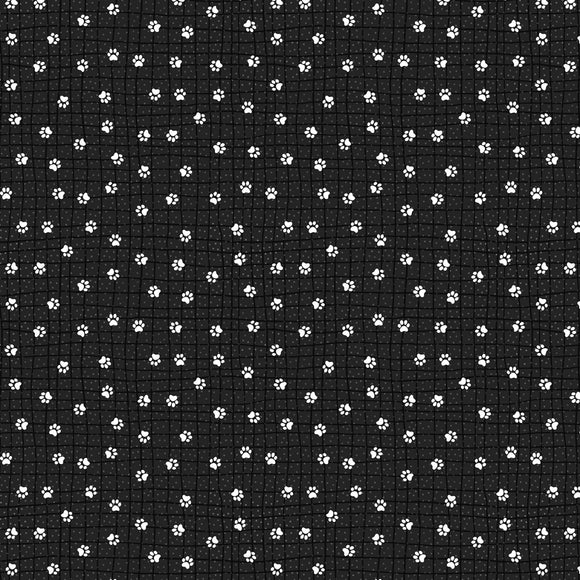 Feeline Good - Black Paw-kadots,  comes in half yard increments