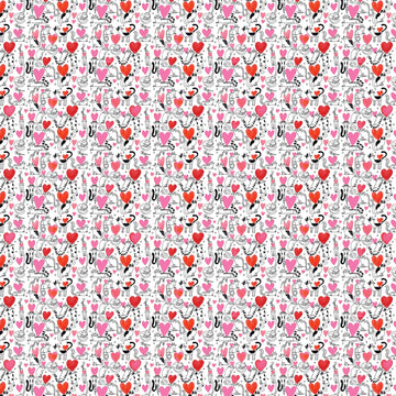 Pink Hearts & Cats from Purrfect Cats by Terry Runyan Collection  Fabric - StoryQuilts.com