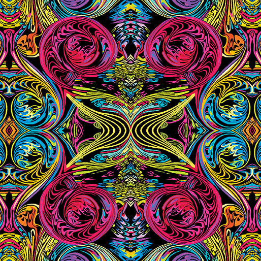 Heartscapes - Curlique Red/Multi By Paula Nadelstern 13146-10,  sold in 1/2 yard increments