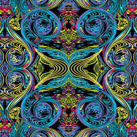 Heartscapes - Curlique Blue/Multi By Paula Nadelstern 13146-55, sold in 1/2 yard increments - 0