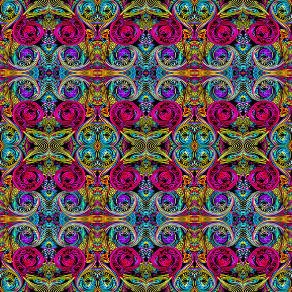 Heartscapes - Curlique Red/Multi By Paula Nadelstern 13146-10,  sold in 1/2 yard increments