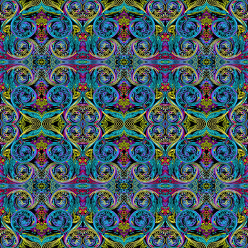 Heartscapes - Curlique Blue/Multi By Paula Nadelstern 13146-55, sold in 1/2 yard increments  Fabric - StoryQuilts.com