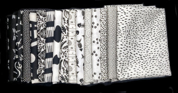 15 Assorted Black and White Fat Quarters  Fabric - StoryQuilts.com